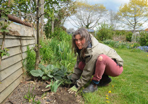 Teresa Adams at Castlefields Allotments, Shrewsbury