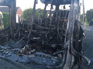 Supporting image for story: Coach goes up in flames on Leominster street - with pictures