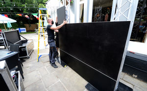A big screen is being put together at The Abbey, Shrewsbury
