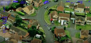 Helicopter footage following one of the vehicles driven by the suspects. Picture: BBC documentary Murder 24/7