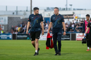 Kevin Wilkin (AFC Telford United Manager) and Lee Bolt walking to the changing room at half time

Copyright Â© 2025 Kieren Griffin Photography - All Rights Reserved www.kierengriffinphotography.co.uk