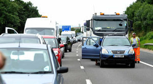 Traffic at a standstill on the M54