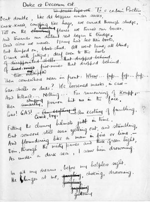 The manuscript of Dulce et Decorum Est.