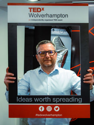 Dave Rogers celebrating his TEDx appearance