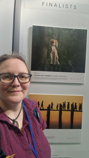Carole-Ann with 'Silent Sentinel' in the exhibition at The Photography Show at the NEC Birmingham