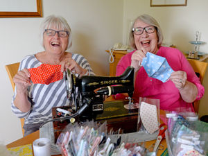Supporting image for story: Stitch in time as vintage machine used to make face masks raises £1,000 for air ambulance