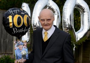 Les Cherrington celebrating his 100th birthday in 2018