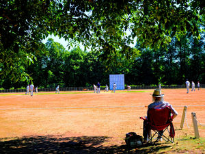 Supporting image for story: Heatwave takes its toll on parched pitch as village cricketers near Stourbridge brave the sizzling weather