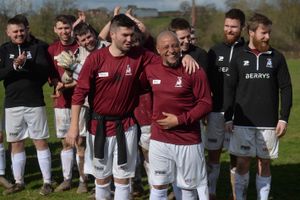 Man of the match Callum Bebb with Roberto Carlos 