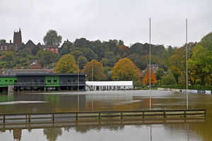 Flooding in Bridgnorth. Rugby club.