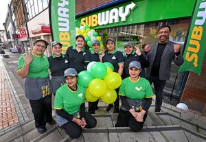  Irtaza Sajid at the new Subway with staff members.