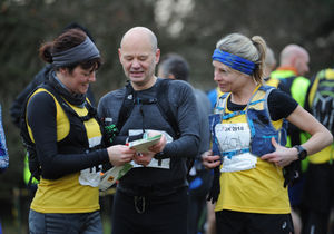 Getting ready for the start of the Cannock Chase Trig Point Race, at Milford Common, Stafford
