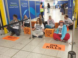 Supporting image for story: Just Stop Oil protesters arrested after blocking Gatwick Airport