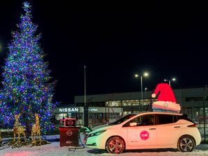 Supporting image for story: Nissan celebrates 250,000 EV production milestone with Leaf-powered Christmas lights
