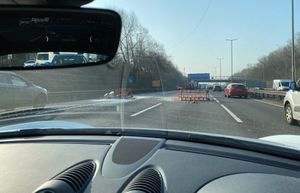Glass shattered across lanes of the M6. Photo: @ADz0la25CFC