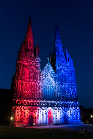 Cathedral west front illuminated for the Queen's Platinum Jubilee
