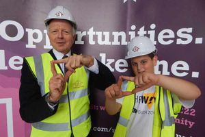 Professor Ian Oakes, deputy vice-chancellor of the University of Wolverhampton, with Ervis Cera from The Way's young people's development group