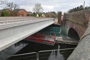 The bridge replacement work above Essington & Wyrley Canal