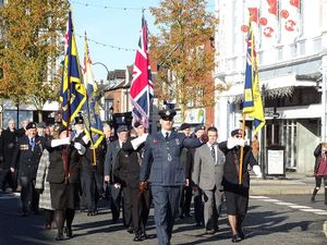 The Remembrance Sunday parade in Newport. Photo: Dave Gittus.