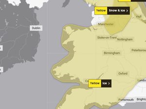 The Met Office has issued a 17-hour ice warning for the majority of the UK - including the whole of the West Midlands. Image: Met Office