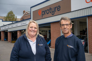 Centre manager Donna Mullis and workshop manager Gary Mills and at the newly
refurbished Protyre Autocare site at Wordsley