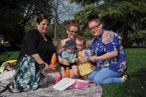 Deborah Moore, Chloe Moore with Brody Griffiths and Myah Griffiths, and Holly Moore at West Park 