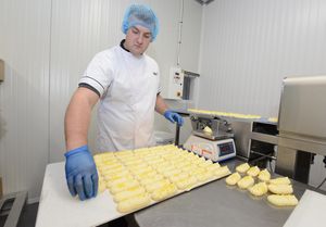 Louis Morgan working on the production line