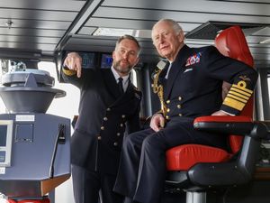 The King on board HMS Prince of Wales in the English Channel