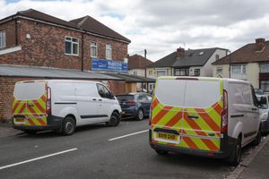 Police at the scene on Bamville Road in the Alum Rock area of Birmingham after a 47-year-old man was found with fatal injuries on Wednesday evening. Photo: SnapperSK