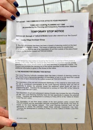 Work on Phase 11 was given a temporary stop notice by Telford & Wrekin Council in August