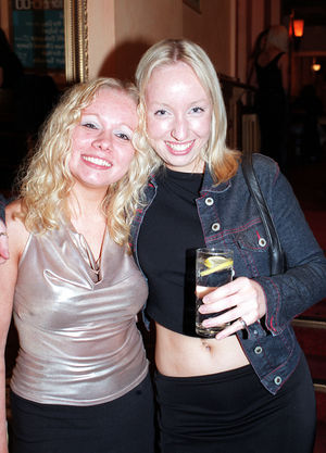 Sisters Gemma and Sue Larkin enjoying a night out at The Crown, 05.11.2001