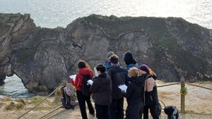 Telford College geology students on their visit to the Jurassic Coast, with tutors Ffion Butler and James Glew.