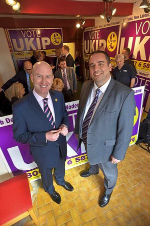 UKIP MEP and councillor Bill Etheridge with UKIP deputy leader Paul Nuttall