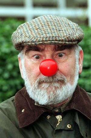 Ted Kelsey, Joe Grundy in The Archers, dons a red nose  for the 1999 Comic Relief appeal.