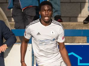 Kevin Burkoe during his loan at AFC Telford United. Pic: Kieren Griffin