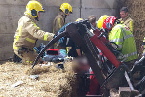 The fire service worked to free the man from the spike