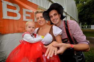 Adam Astle proposed to Carly Griffiths in the middle of Oktoberfest. Pictured here with Keira Astle