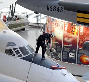 Cleaning the planes at RAF Museum Cosford