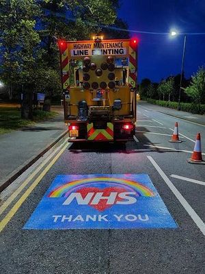 Shropshire Council and Telford & Wrekin Council have painted messages of support on the roads outside RSH and PRH