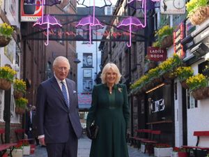 Charles and Camilla in Commercial court, Belfast