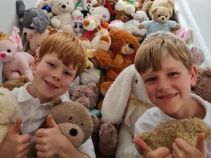 Supporting image for story: Teddy bears take over Shropshire family home as 160 toys collected for children across the world