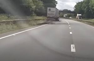 Supporting image for story: Watch: Terrifying moment lorry driven by drunk driver drifts all over major road on Shropshire border