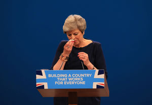 Mrs May struggled with a cold