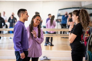 Ben Cajee, Zoe Birkett and Racky Plews in rehearsal for Aladdin at Wolverhampton Grand Theatre - Photograph by Graeme Braidwood