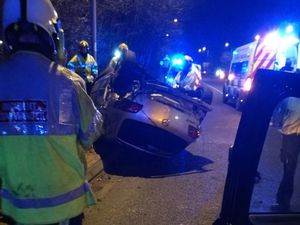 Supporting image for story: Car flips over in Willenhall crash