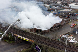 Firefighters at the scene of a major incident at a derelict factory in Lower Horseley Fields, Wolverhampton