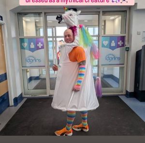 Adam made the unicorn outfit after seeing how much his own daughters loved the mythical creature