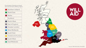 Map showing people in UK regions without a Will
