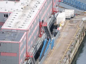 Supporting image for story: Two in court after protest stops coach taking asylum seekers to Bibby Stockholm