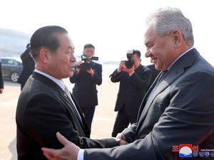 Mr Shoigu meets a North Korean official